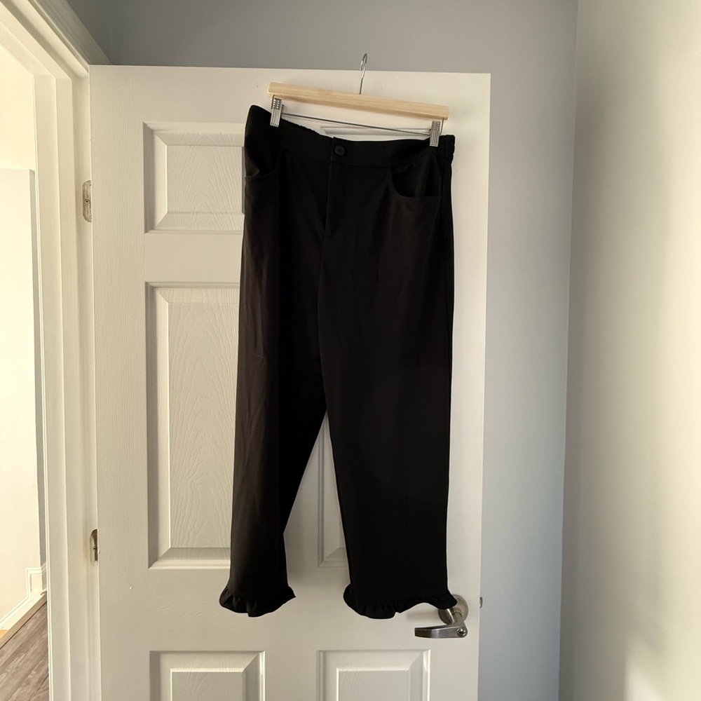 Black Ruffle Hem Pants